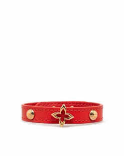 Bracelets*Louis Vuitton Preloved LV Circle Leather Bracelet Red