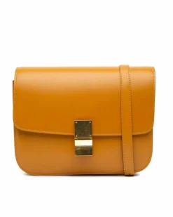 Cross-Body Bags*Celine Preloved Medium Calfskin Classic Box Crossbody Bag with Adjustable Brown