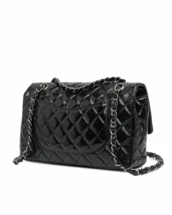 Shoulder Bags*Chanel Preloved Medium Classic Distressed Patent Double Flap Shoulder Bag Black