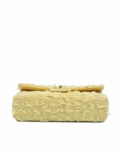 Shoulder Bags*Chanel Preloved Medium Classic Fringed Tweed Double Flap Shoulder Bag with Yellow