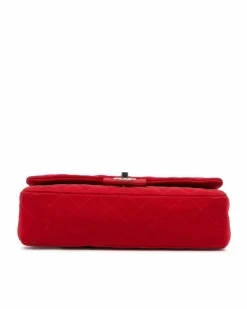 Shoulder Bags*Chanel Preloved Medium Classic Jersey Double Flap Shoulder Bag with Quilted Red