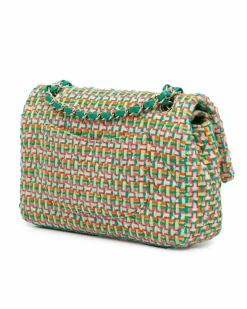 Shoulder Bags*Chanel Preloved Medium Classic Tweed Double Flap Shoulder Bag with Green
