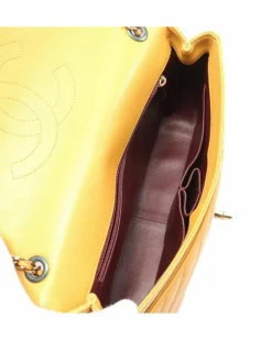 Cross-Body Bags*Chanel Preloved Medium Diagonal Quilted Goatskin Flap Crossbody Bag with Yellow
