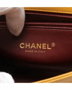 Cross-Body Bags*Chanel Preloved Medium Diagonal Quilted Goatskin Flap Crossbody Bag with Yellow