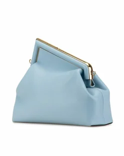 Shoulder Bags*Fendi Preloved Medium Leather First Shoulder Bag with Detachable Strap Blue