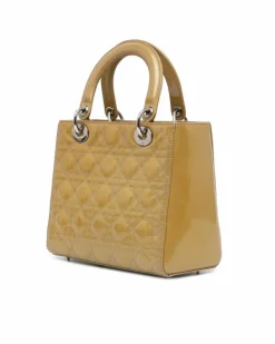 Shoulder Bags*Dior Preloved Medium Quilted Patent Leather Handbag with Detachable Brown