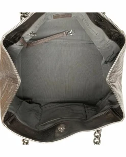 Tote Bags*Chanel Preloved Metallic Calfskin Chain Tote with -Tone Strap Silver