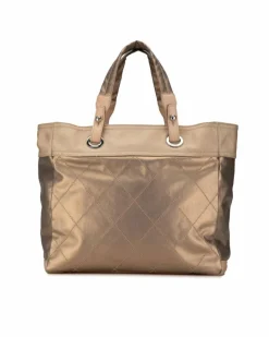 Tote Bags*Chanel Preloved Metallic CC Quilted Tote Bag Gold