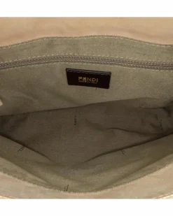 Shoulder Bags*Fendi Preloved Metallic Leather Shoulder Bag with Magnetic Snap Closure Brown