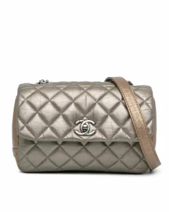 Cross-Body Bags*Chanel Preloved Metallic Quilted Lambskin Crossbody Bag Crossbody Bag - Brown