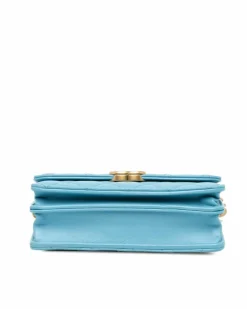 Cross-Body Bags*Chanel Preloved Mini Flap Bag Light Lambskin Leather Crossbody Bag Blue