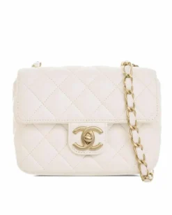 Cross-Body Bags*Chanel Preloved Mini Flap Bag Lambskin Leather Crossbody Authentic White