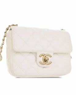 Cross-Body Bags*Chanel Preloved Mini Flap Bag Lambskin Leather Crossbody Authentic White