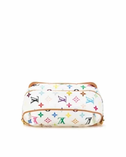 Shoulder Bags*Louis Vuitton Preloved Mini Lin Multicolor Shoulder Bag White