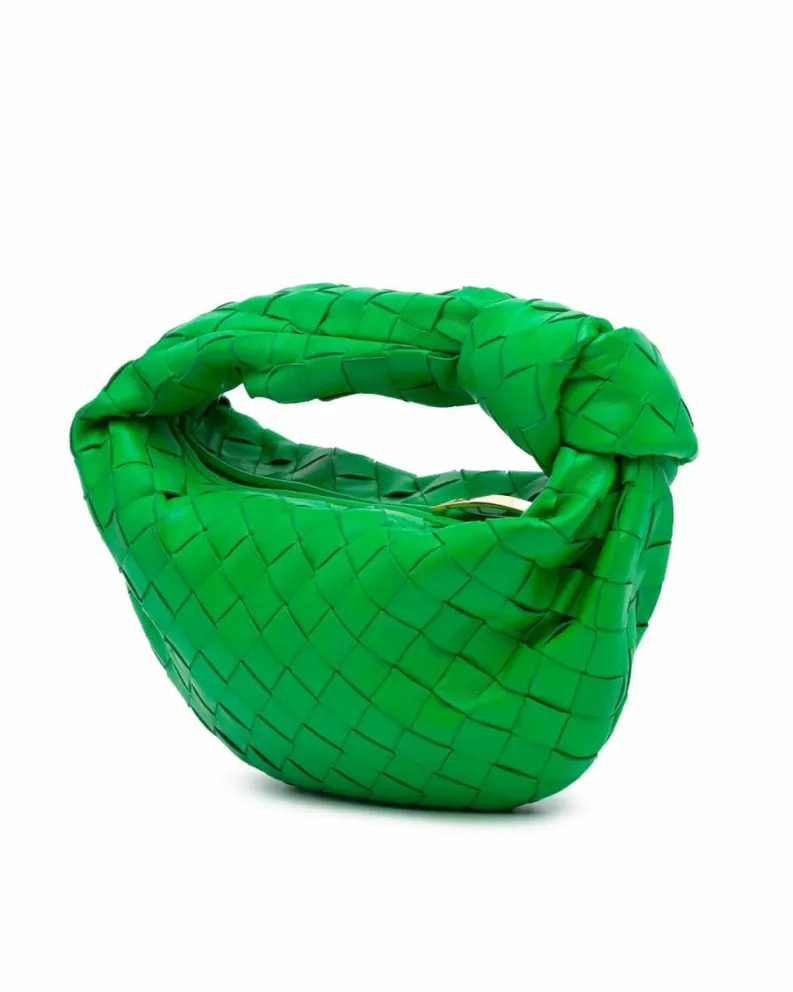Shoulder Bags*Bottega Veneta Preloved Mini Nappa Intrecciato Woven Leather Shoulder Bag Green