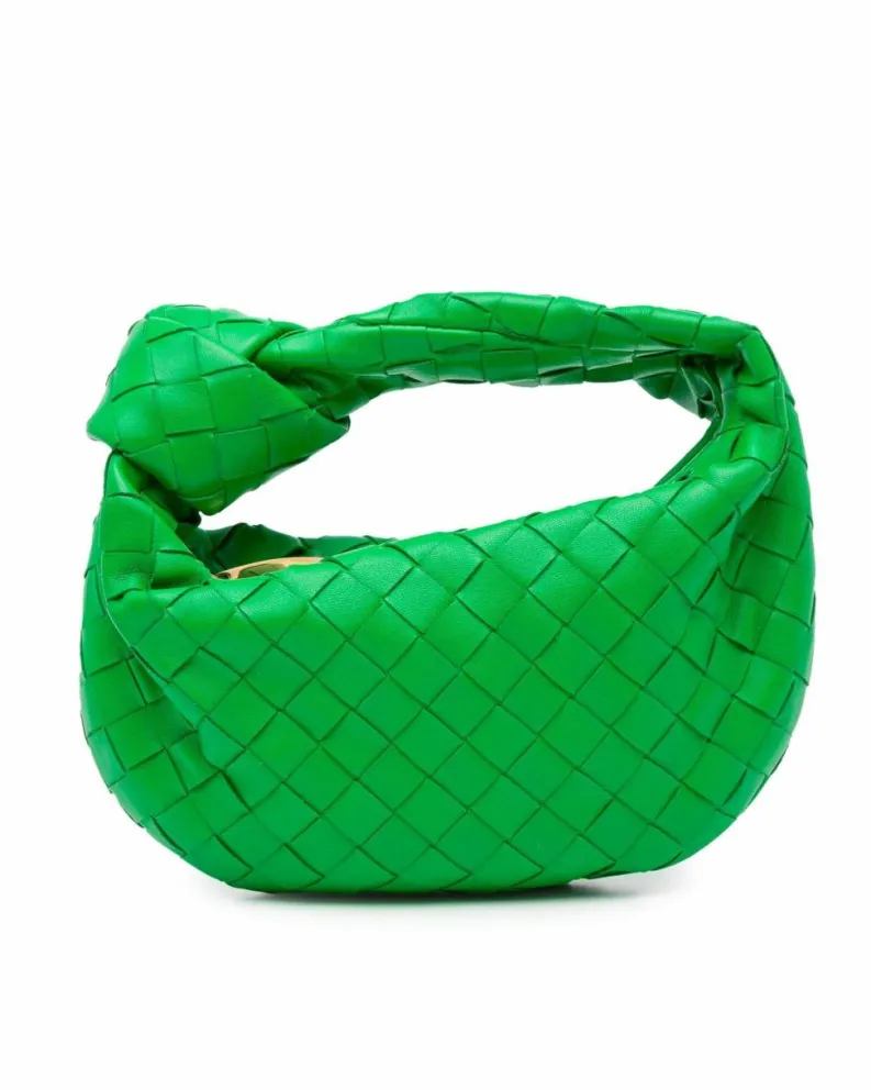 Shoulder Bags*Bottega Veneta Preloved Mini Nappa Intrecciato Woven Leather Shoulder Bag Green