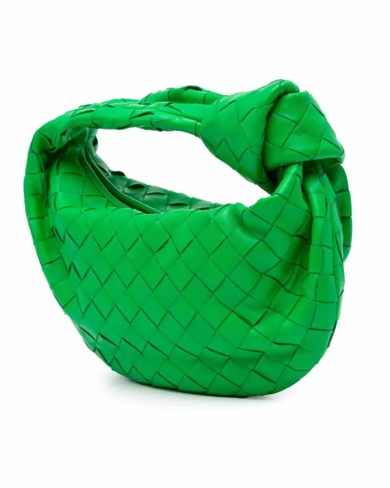 Shoulder Bags*Bottega Veneta Preloved Mini Nappa Intrecciato Woven Leather Shoulder Bag Green