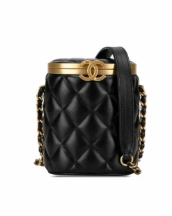 Cross-Body Bags*Chanel Preloved Mini Quilted Lambskin Leather Crossbody Bag with Chain Strap Black