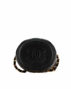 Cross-Body Bags*Chanel Preloved Mini Quilted Lambskin Leather Crossbody Bag with Chain Strap Black