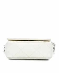 Cross-Body Bags*Chanel Preloved Mini Quilted Lambskin Chain Rows Flap Crossbody Bag with White
