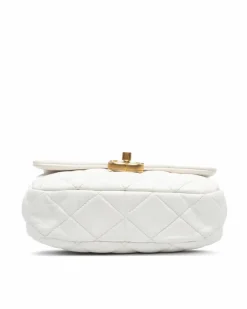 Cross-Body Bags*Chanel Preloved Mini Quilted Lambskin Chain Flap Crossbody Bag White