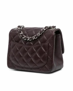 Cross-Body Bags*Chanel Preloved Mini Square Classic Caviar Leather Single Flap Crossbody Bag Brown