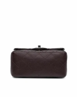 Cross-Body Bags*Chanel Preloved Mini Square Classic Caviar Leather Single Flap Crossbody Bag Brown
