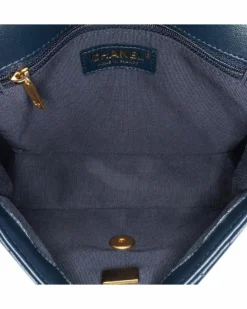 Cross-Body Bags*Chanel Preloved Mini Square Quilted Lambskin Crossbody with Gold Chain and CC Blue