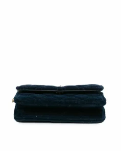 Clutch Bags*Chanel Preloved Mini Velvet Pearl Crush Clutch With Chain Blue