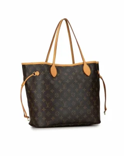 Tote Bags*Louis Vuitton Preloved Monogram Canvas Tote with Vachetta Leather Trim and Interior Brown