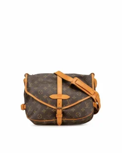 Shoulder Bags*Louis Vuitton Preloved Monogram Canvas Shoulder Bag with Vachetta Leather Trim Brown