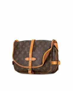 Shoulder Bags*Louis Vuitton Preloved Monogram Canvas Shoulder Bag with Vachetta Leather Trim Brown