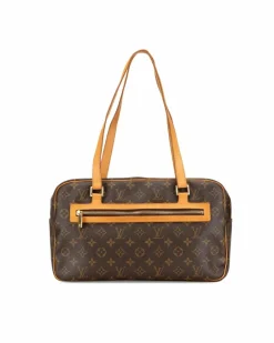 Shoulder Bags*Louis Vuitton Preloved Monogram Canvas Shoulder Bag with Leather Trim and Multiple Brown