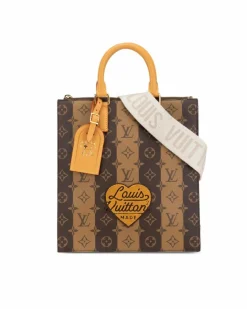 Cross-Body Bags*Louis Vuitton Preloved Monogram Canvas Sac Plat Cross with Leather Handles and Brown