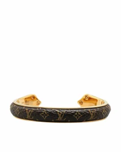 Bracelets*Louis Vuitton Preloved Monogram Canvas Cuff Bracelet with Gold Plated Hardware Brown