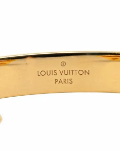 Bracelets*Louis Vuitton Preloved Monogram Canvas Cuff Bracelet with Gold Plated Hardware Brown