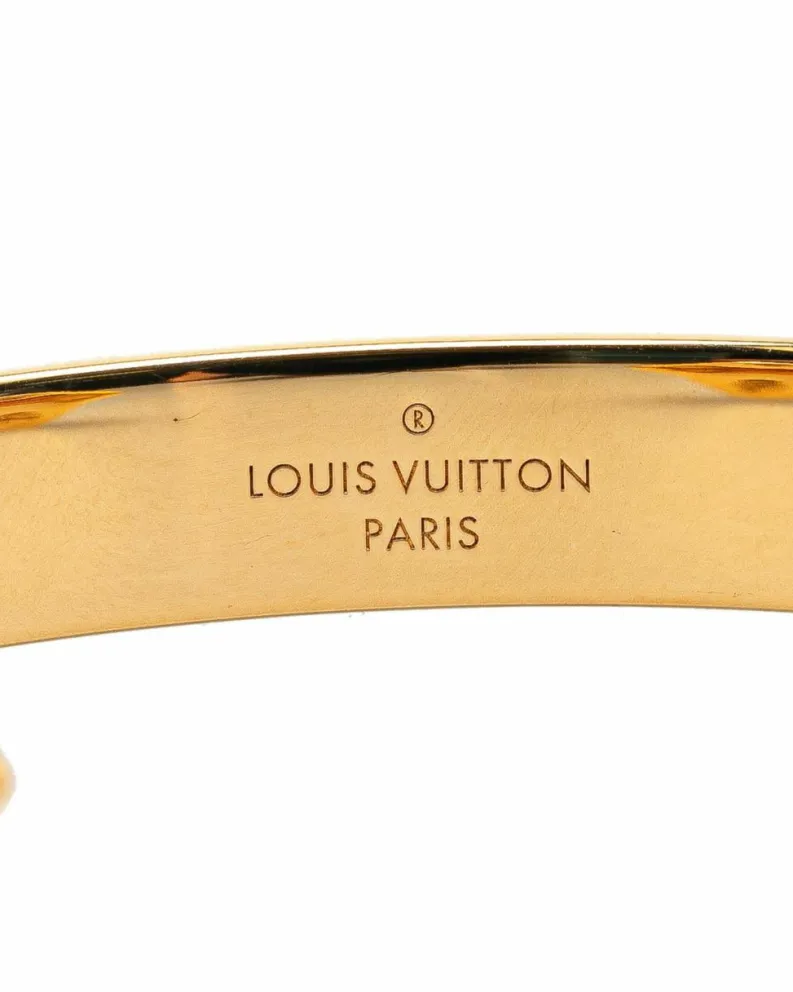 Bracelets*Louis Vuitton Preloved Monogram Canvas Cuff Bracelet with Gold Plated Hardware Brown