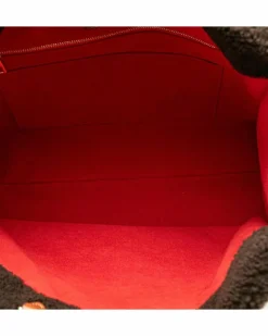 Tote Bags*Louis Vuitton Preloved Monogram Empreinte Shearling Tote Bag - Brown Authentic Black