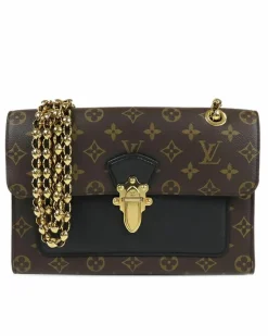 Shoulder Bags*Louis Vuitton Preloved Monogram Victoire Canvas Shoulder Bag with Gold-Tone Closure Brown