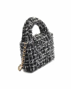 Clutch Bags*Chanel Preloved Nano Tweed Kelly Clutch with Sequin Embellished Shoulder Black
