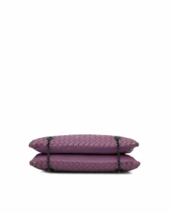 Shoulder Bags*Bottega Veneta Preloved Nappa Intrecciato Woven Leather Shoulder Bag with Chain Purple