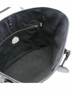 Tote Bags*Louis Vuitton Preloved Neverfull MM Empreinte and White Polka Dot Tote Bag Black