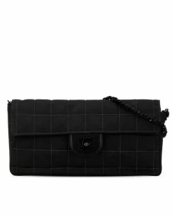 Shoulder Bags*Chanel Preloved New Travel Line East West Flap Shoulder Bag with Chain Strap Black