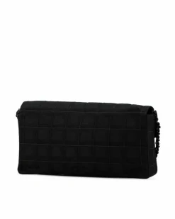 Shoulder Bags*Chanel Preloved New Travel Line East West Flap Shoulder Bag with Chain Strap Black