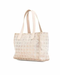 Tote Bags*Chanel Preloved New Travel Line Tote Bag with Leather Trim and Interior Zip Brown
