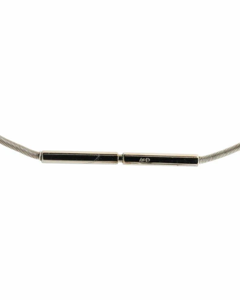 Necklaces*Hermes Preloved Palladium Plated Cage dH Cube Necklace with Enamel Details Black