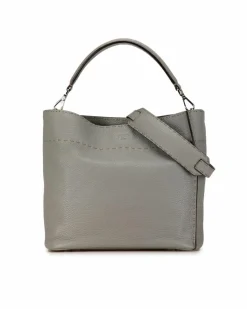 Shoulder Bags*Fendi Preloved Peekaboo ISeeU Leather Shoulder Bag Gray Grey