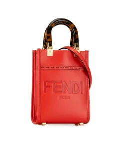 Tote Bags*Fendi Preloved Peekaboo ISeeU Mini Tote Bag Leather WACXGIXHCS8LV900 Red