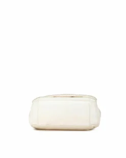 Shoulder Bags*Chanel Preloved Perforated Caviar Leather Accordion Shoulder Bag White