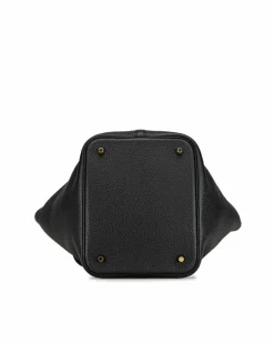 Tote Bags*Hermes Preloved Picotin Lock 22 Leather Tote with Buckle Closure Black